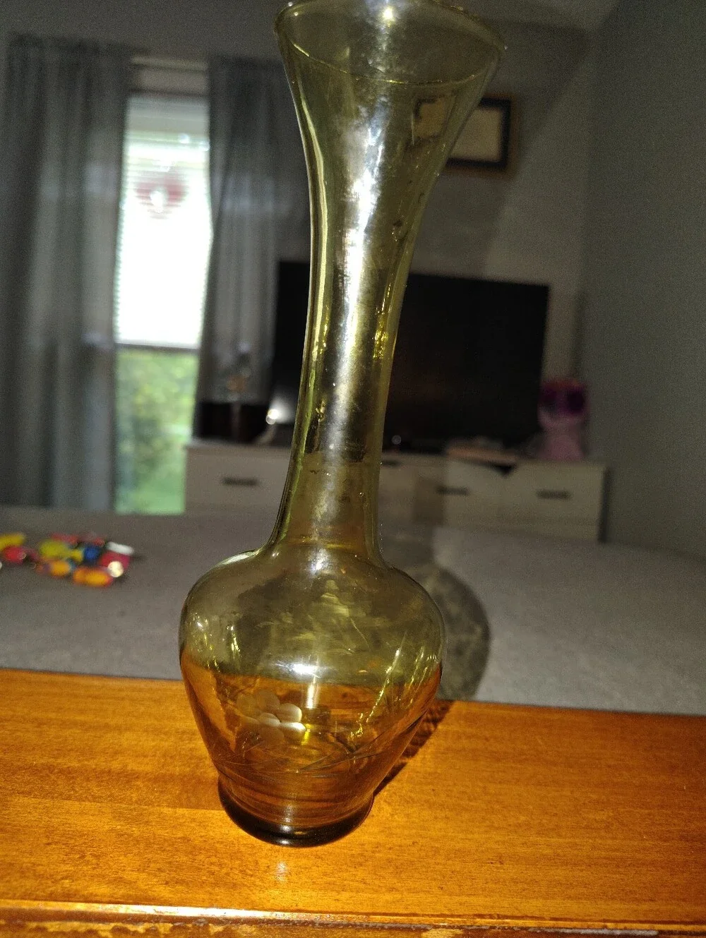 Vintage Bohemian Venetian Amber Glass Bud Vase